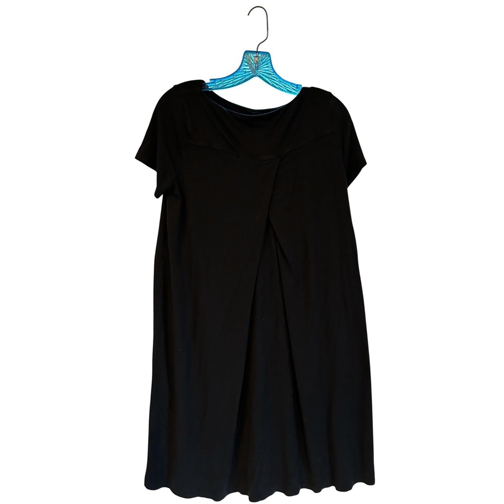 J. Jill Wearever Dress Size S Black Jersey Short‎ Sleeve Pleat Back